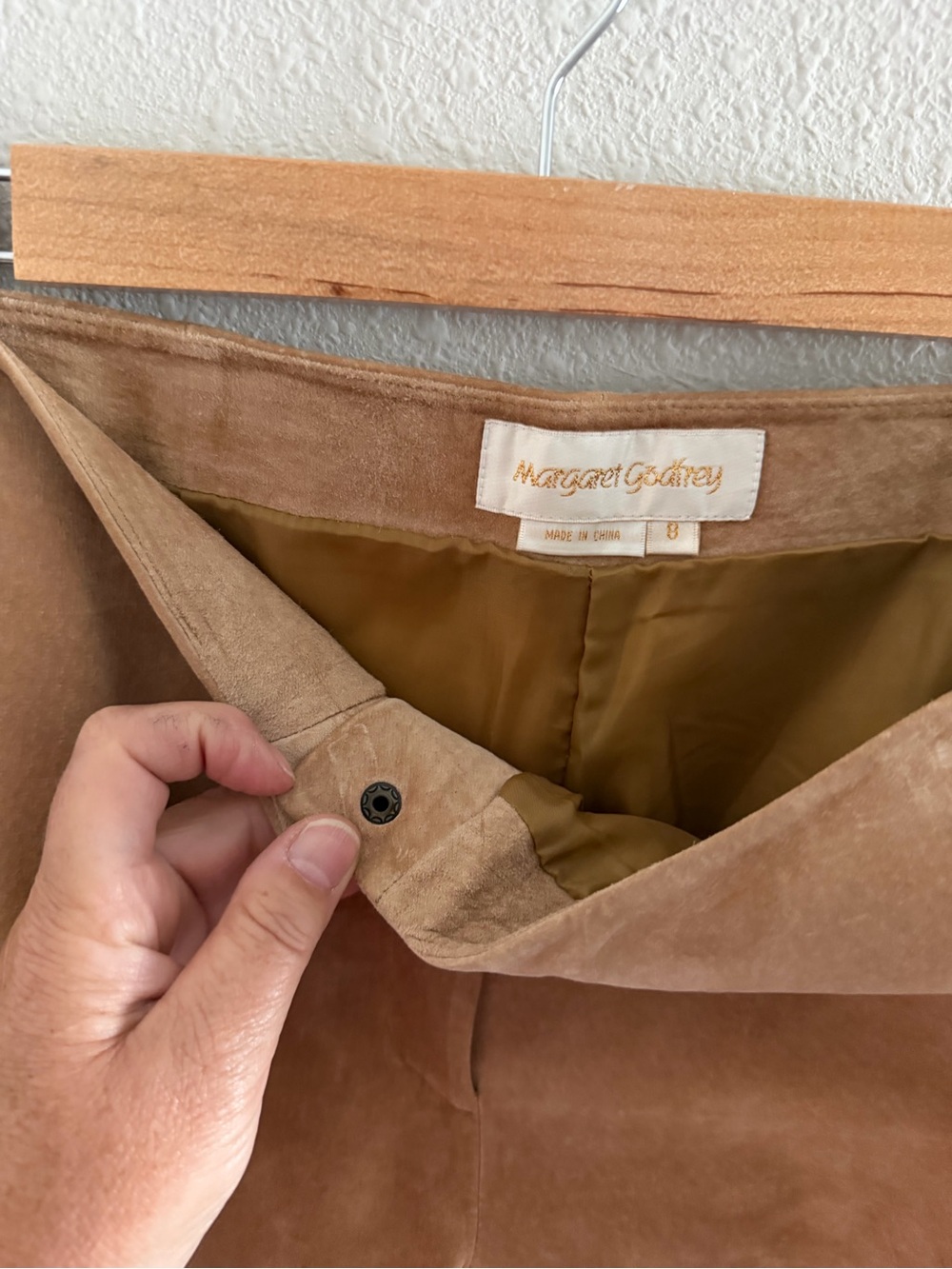 Women's Tan Suede Embroidered Jeans - Picture 12 of 13